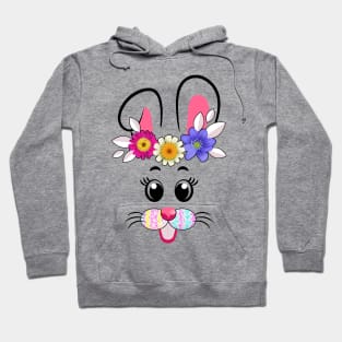 Funny Easter Bunny Rabbit Face Easter Day Women Girls Hoodie